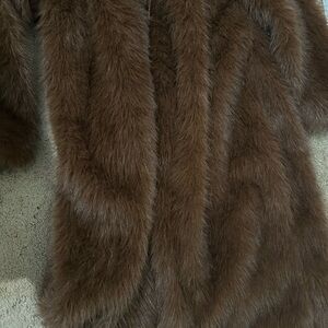 Luxurious Brown Faux Fur Coat